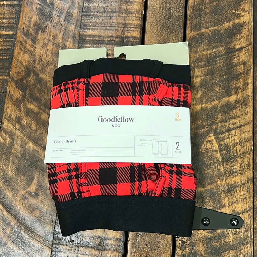 Boxer Briefs XL pair in red & black plaid